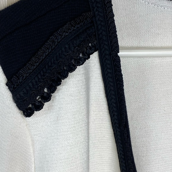 Chico’s Cardigan White Black Fringe 100% Cotton Medium - Picture 4 of 12